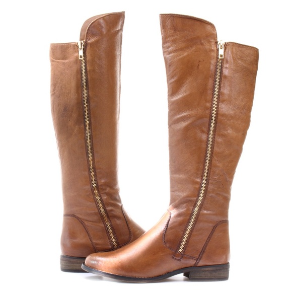 STEVE MADDEN Brown Leather Riding Boots Shoe Tall Equestrian Shawny Womens Sz 9 - Picture 1 of 15